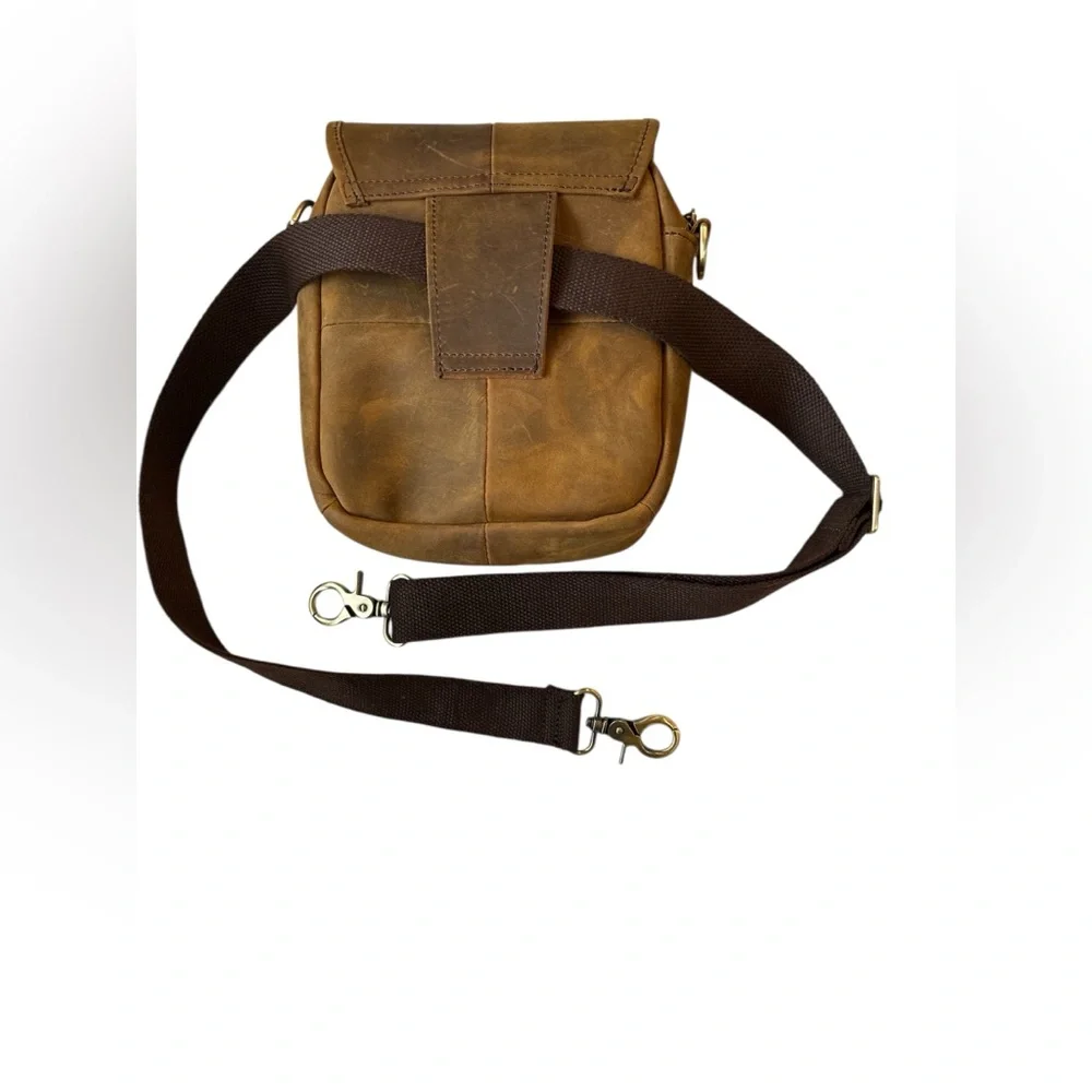 Genuine distressed Leather satchel Crossbody Adjustable Waist Pack